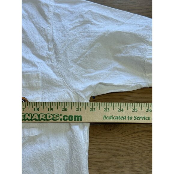 Pirana‎ Joe White Cotton Button Down Size Medium Beach Travel Vacation Preppy - Picture 5 of 10